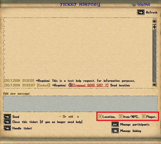 This is where you can &quot;tag&quot; a location, item/npc, or player after you initially submit the page, when you open it from your help menu.