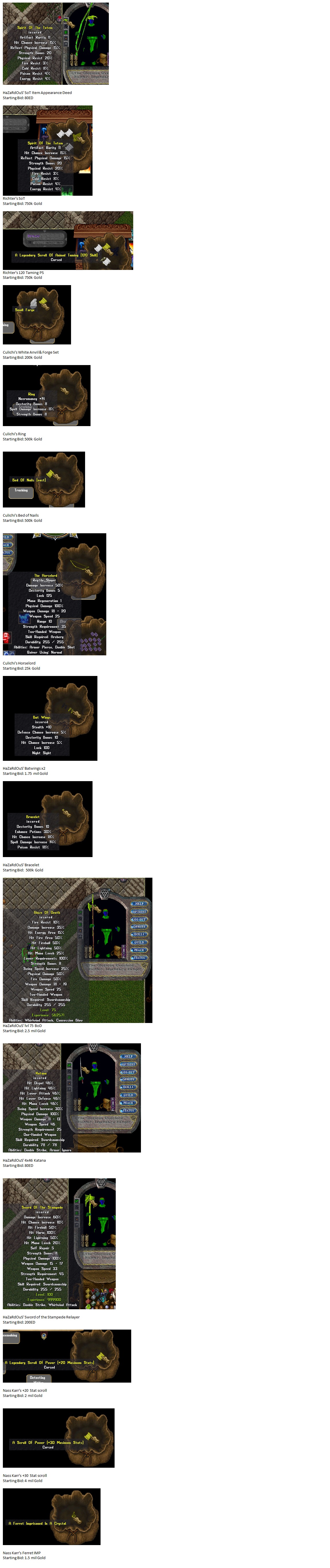 Revised VA Items; Complete list