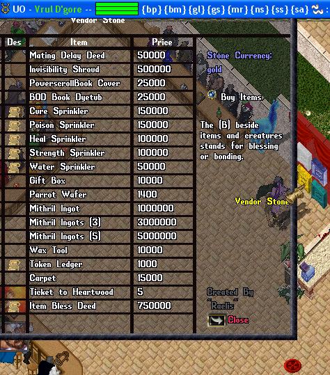 click on the vendor stone in Town Center (TC)